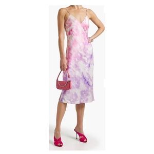 Cami NYC Raven 100% Silk‎ Tie Dye Slip Dress Size M Pink Purple Ombre Midi